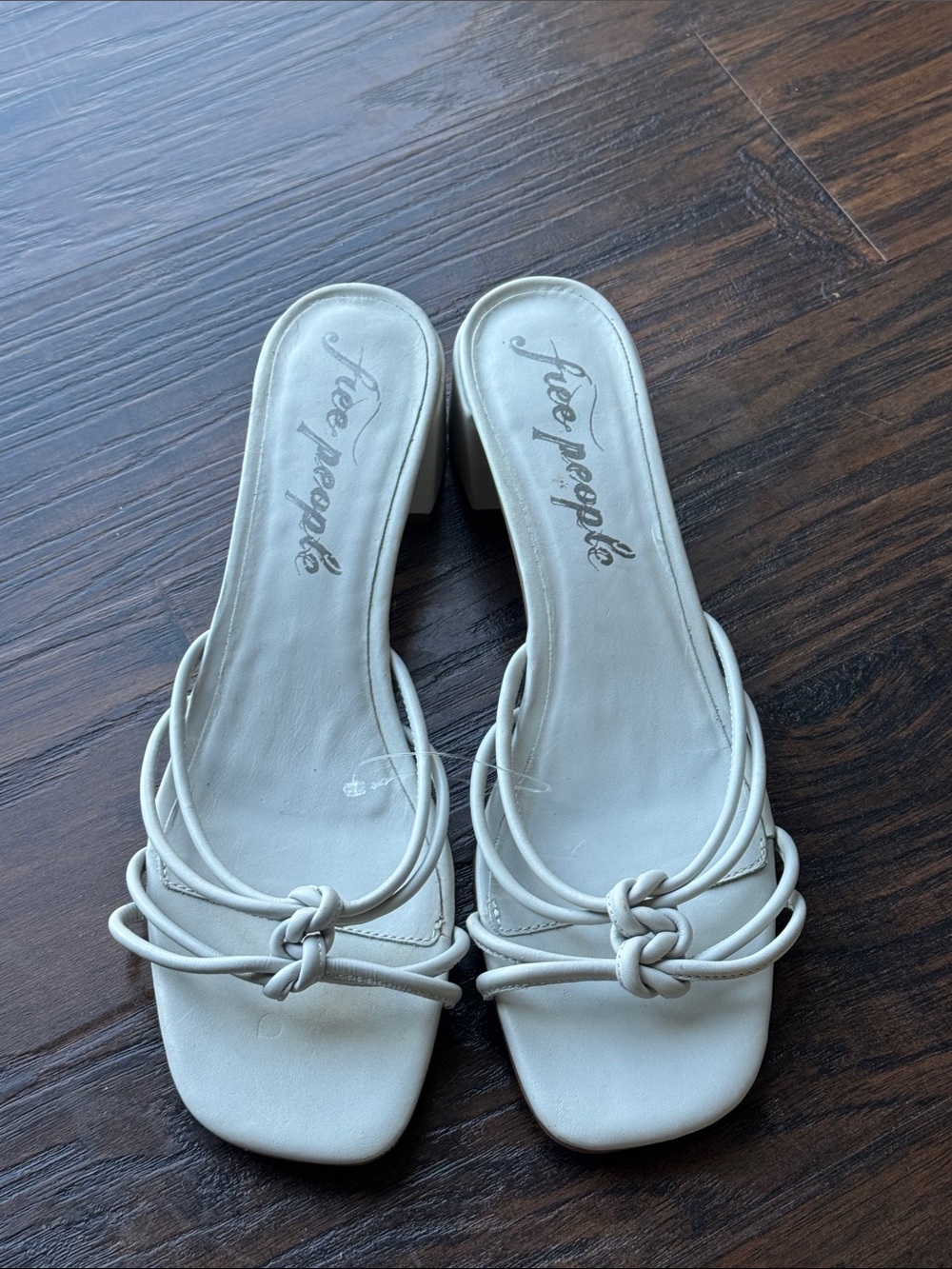 Free People Off-White 🤍 Knotted Multi-Strap Slide Mules